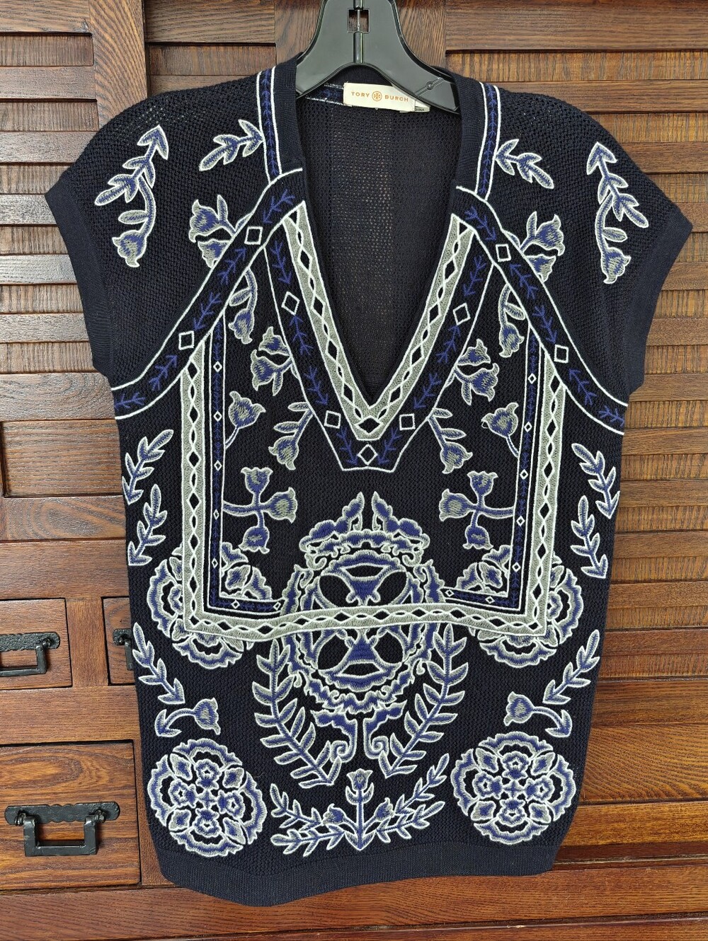Tory Burch Embroidered Merino Wool Top XS